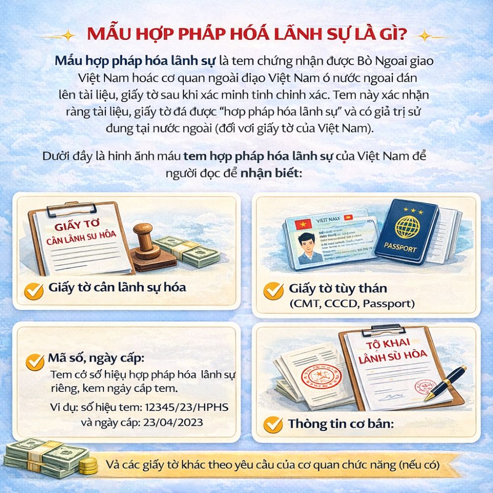 Mẫu hợp pháp hóa lãnh sự theo quy định của Bộ Ngoại giao Việt Nam.