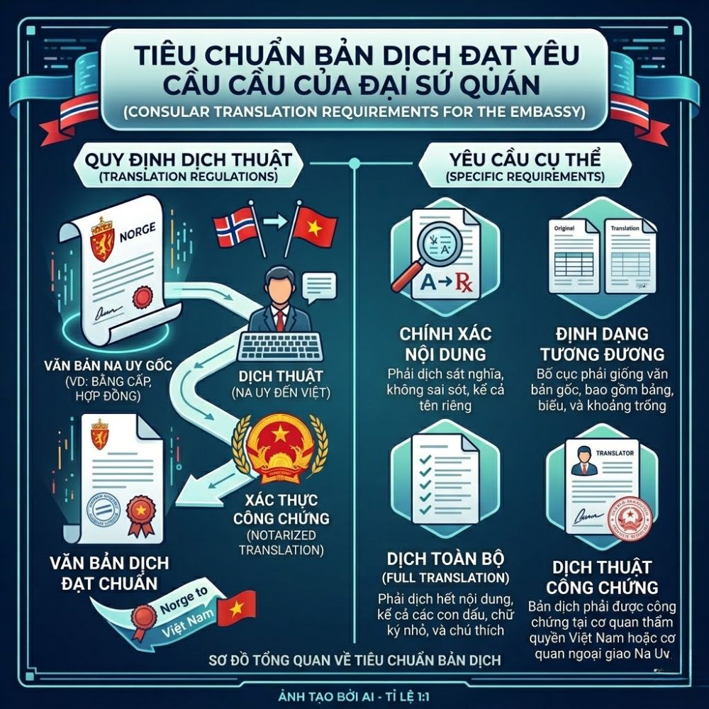 Dịch thuật công chứng chuẩn xác để Hợp pháp hóa lãnh sự Na Uy nhanh chóng.