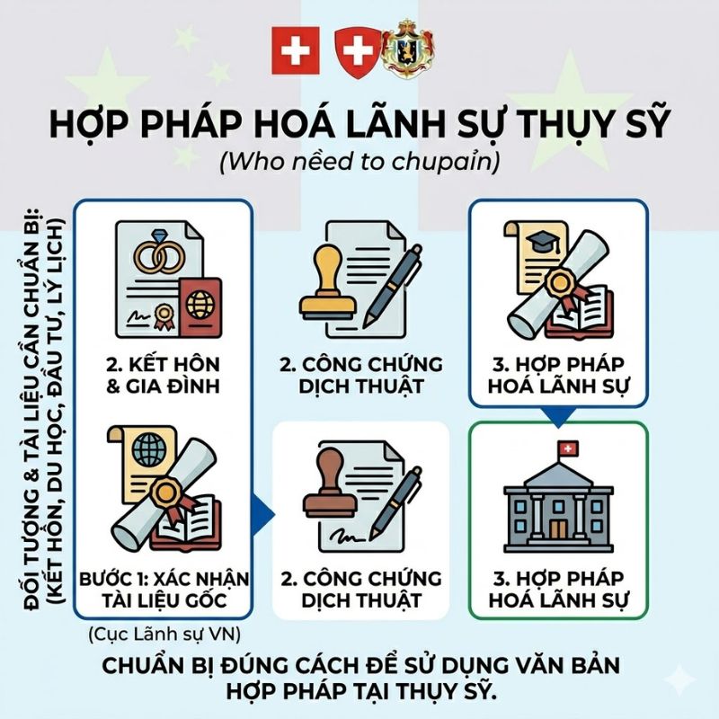 Hợp pháp hoá lãnh sự Switzerland cho giấy tờ du học và làm việc